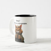 ローブおもしろいとコーヒーでぶつぶつ言う猫 ツートーンマグカップ (正面左)