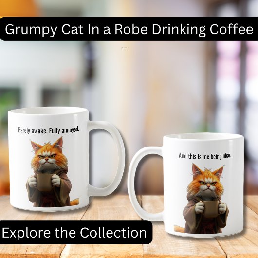 ローブおもしろいとコーヒーのオレンジ色の猫に不機嫌な猫 コーヒーマグカップ