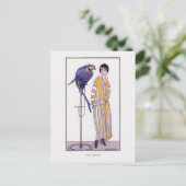 ローブパストライプのロットウェジェナーファッションイラストレーション ポストカード (スタンド正面)