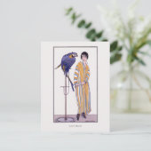 ローブパストライプのロットウェジェナーファッションイラストレーション ポストカード (スタンド正面)