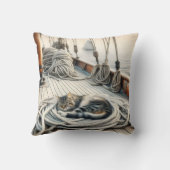 ロープで眠る帆船のタビー猫 クッション (裏面)