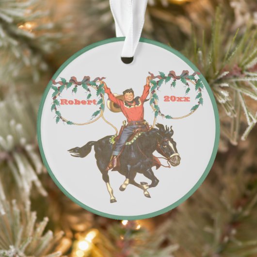 ロープで馬に乗ったカウボーイキッドのクリスマスデザインまたは オーナメント (ツリー)