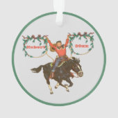 ロープで馬に乗ったカウボーイキッドのクリスマスデザインまたは オーナメント (裏面)