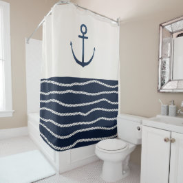 ロープといかりパターン シャワーカーテン