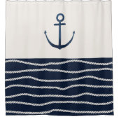 ロープといかりパターン シャワーカーテン (正面)