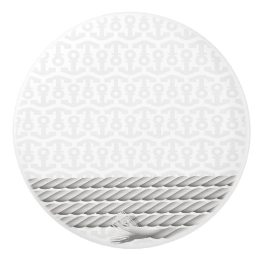 ロープとの白く航海のないかりのデザイン セラミックノブ (正面)