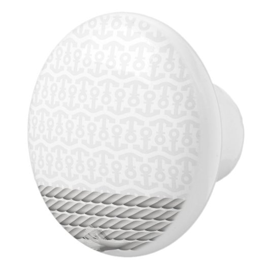 ロープとの白く航海のないかりのデザイン セラミックノブ (右)