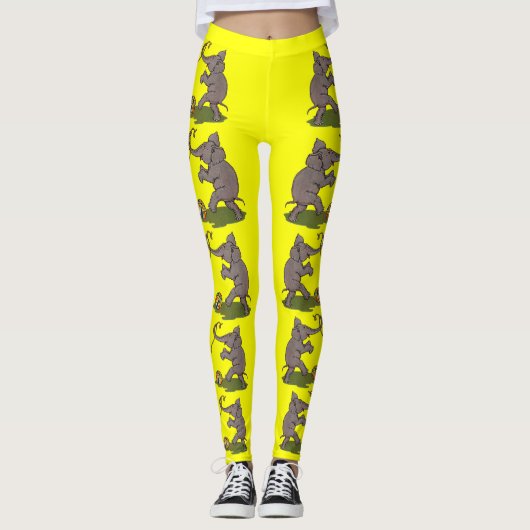 ロープと遊ボールで幸せな象 レギンス (正面)