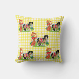 ロープと馬を持つカウボーイキッド クッション