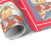 ロープのハッピーバースデー1の小さいカウボーイ ラッピングペーパー (ロールコーナー)