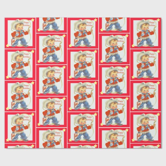 ロープのハッピーバースデー2の小さいカウボーイ ラッピングペーパー (フラット)