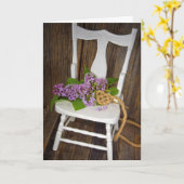 ロープのハートの薄紫の花束 カード (黄色い花)