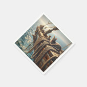 ロープの上のタビー航海のネコ スタンダードカクテルナプキン (角)