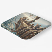 ロープの上のタビー航海のネコ ペーパープレート (傾斜あり)