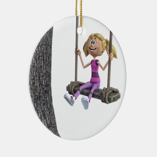 ロープの振動で振れている女の子 セラミックオーナメント (右)