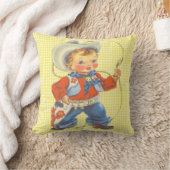 ロープの枕を持つ西部のレトロの小さいカウボーイ クッション (ブランケット)