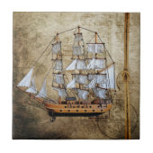 ロープの結び目が付いているヴィンテージによってスタイルを作られる船 タイル (正面)