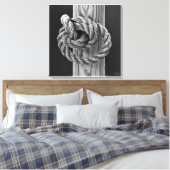 ロープの結び目を結素晴らしび、白黒を切る キャンバスプリント (インサイチュ (寝室))