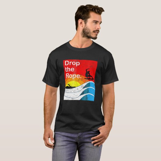 ロープを落とすWakesurfing Wakesurfヴィンテージスリープ Tシャツ (正面フル)