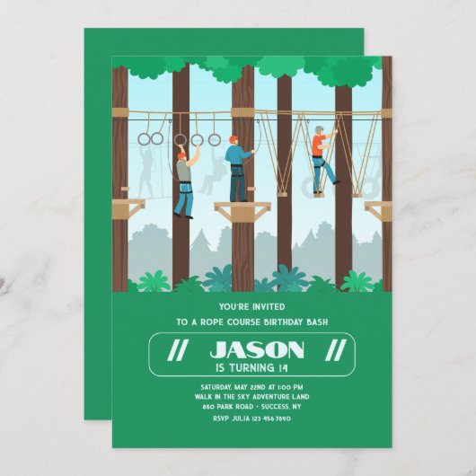 ロープウォーク誕生日 招待状 (正面/裏面)