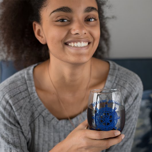 ロープシップ航海のホイールボート名ウェルカムアボード ステムなしワイングラス