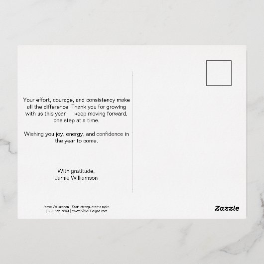 ロープジョイをスキップする旅フィットネスクリスマス 箔シーズンポストカード (裏面)