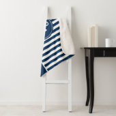 ロープネイビー航海のブルーいかり付きストライプ シェルパブランケット (インサイチュ)