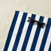 ロープネイビー航海のブルーいかり付きストライプ ビーチタオル (インサイチュ)