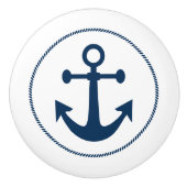 ロープネイビー航海のブルーのいかり セラミックノブ (正面)