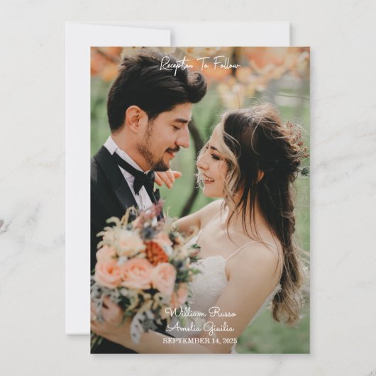 ロープノットボートシップ写真縁ど写真結婚ズ 招待状 (裏面)