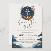 ロープノットボート船ネイビーブルー航海の結婚ズ セーブザデート (正面)