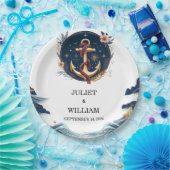 ロープノットボート船ネイビーブルー航海の結婚ズ ペーパープレート (パーティー)