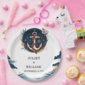 ロープノットボート船ネイビーブルー航海の結婚ズ ペーパープレート (パーティー)