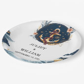 ロープノットボート船ネイビーブルー航海の結婚ズ ペーパープレート (アングル)