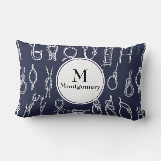 ロープノ航海のットネービーブルー&ファミリー名 ランバークッション (裏面)