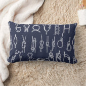 ロープノ航海のットネービーブルー&ファミリー名 ランバークッション (ブランケット)