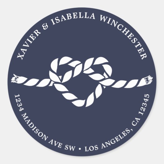 ロープハート差出人住所ラベル ラウンドシール (正面)