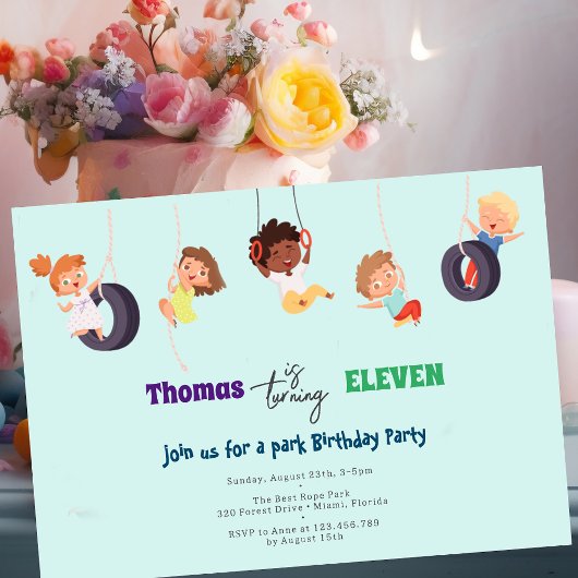 ロープパークアドベンチャー子供の誕生日 招待状