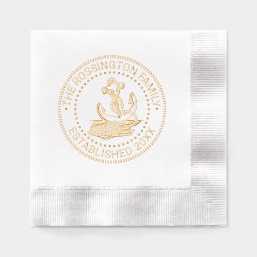 ロープファミリー航海のとのいかり/会社名Estd Dt 箔ナプキン (正面)