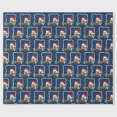 ロープフレームのクリスマスゴールデンレトリバー ラッピングペーパー (フラット)