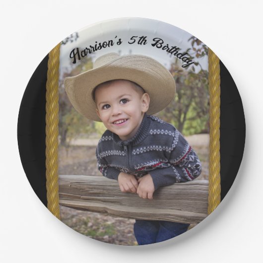 ロープフレームウェスタンスタイル紙プレート ペーパープレート (正面)