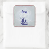 ロープフレーム付き帆船カスタム文字 スクエアシール (バッグ)