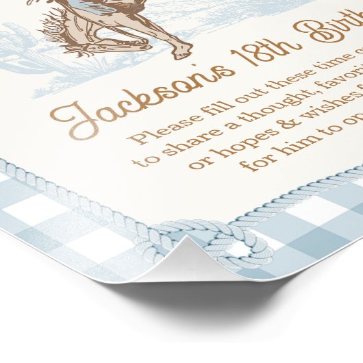 ロープブループレイドカウボーイ1stロデオタイムカプセルサイン フォトプリント            (角)