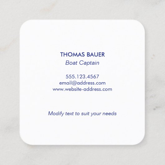 ロープボー航海のトいかりマリーナ スクエア名刺 (裏面)