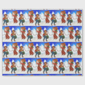 ロープライト付きカウボーイと女性のカーボーイキッズ ラッピングペーパー (フラット)