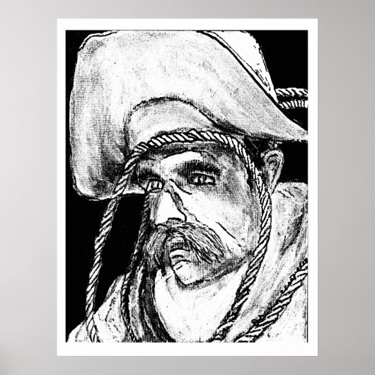 ロープ付きカウボーイB&W 2 jGibney The MUSEUM Zazzle ポスター (正面)
