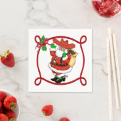 ロープ付き西クリスマスカウボーイサンタ縁ど スタンダードカクテルナプキン (インサイチュ)