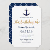 ロープ及びいかり航海の誕生日招待状 招待状 (正面/裏面)