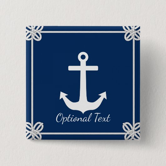 ロープ枠のいかり 航海の 缶バッジ (正面)