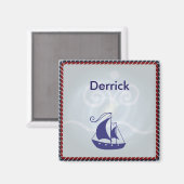 ロープ枠付き帆船カスタマイズ マグネット (正面/裏面)